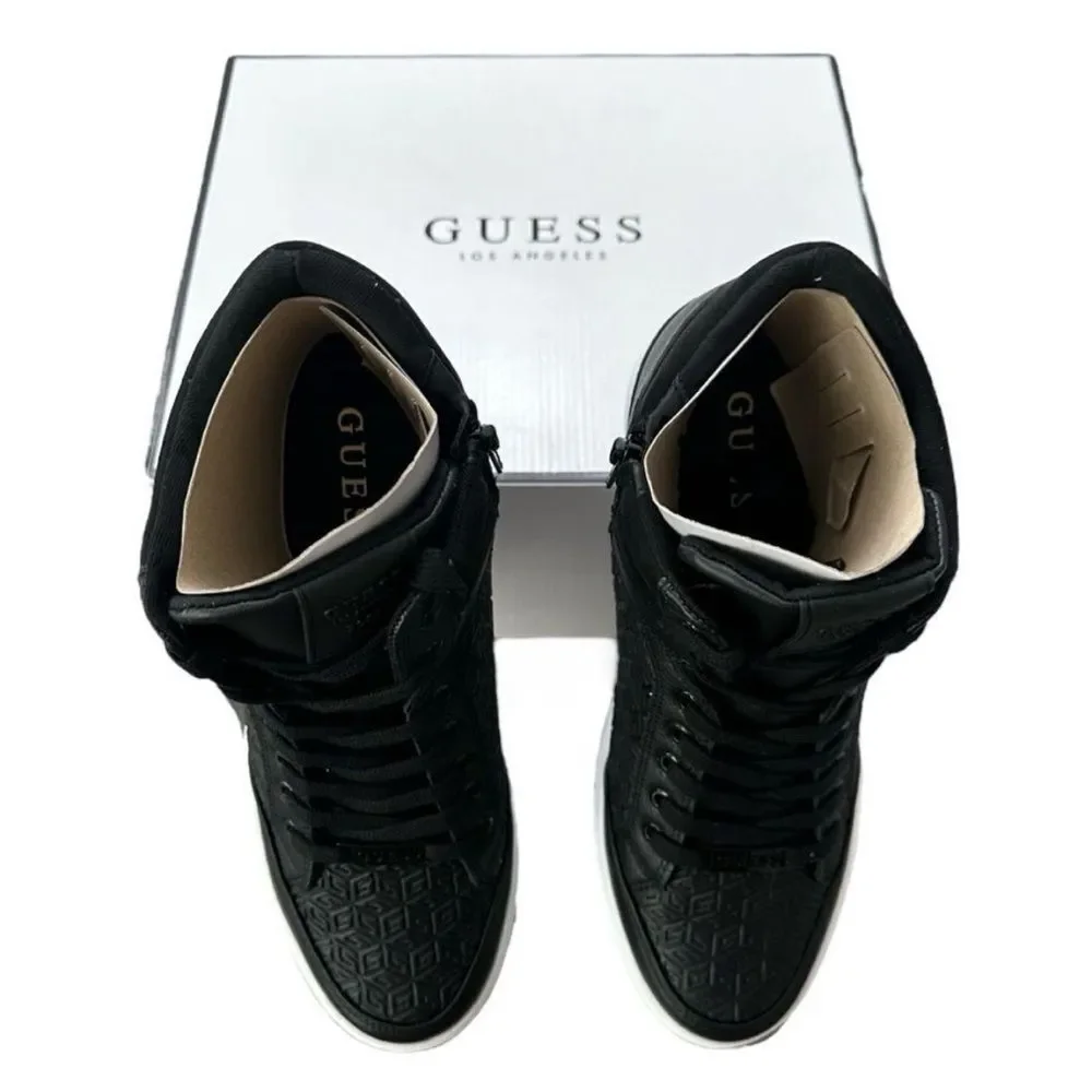GUESS Blairin 4 Black Hidden Wedge High Top Sneakers Zip NWT 9.5